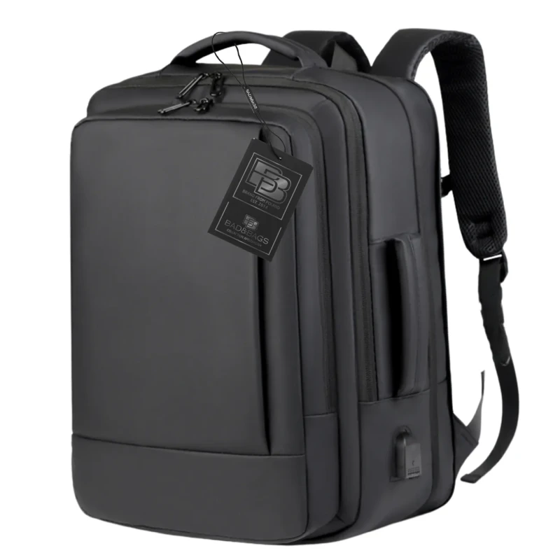 Plecak-czarny-miejski-elegancki-meski-USB-BADBAGS-wodoodporny.webp