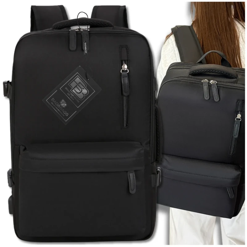 Plecak-czarny-do-samolotu-podrozny-bagaz-podreczny-USB-BADBAGS-wodoodporny.webp