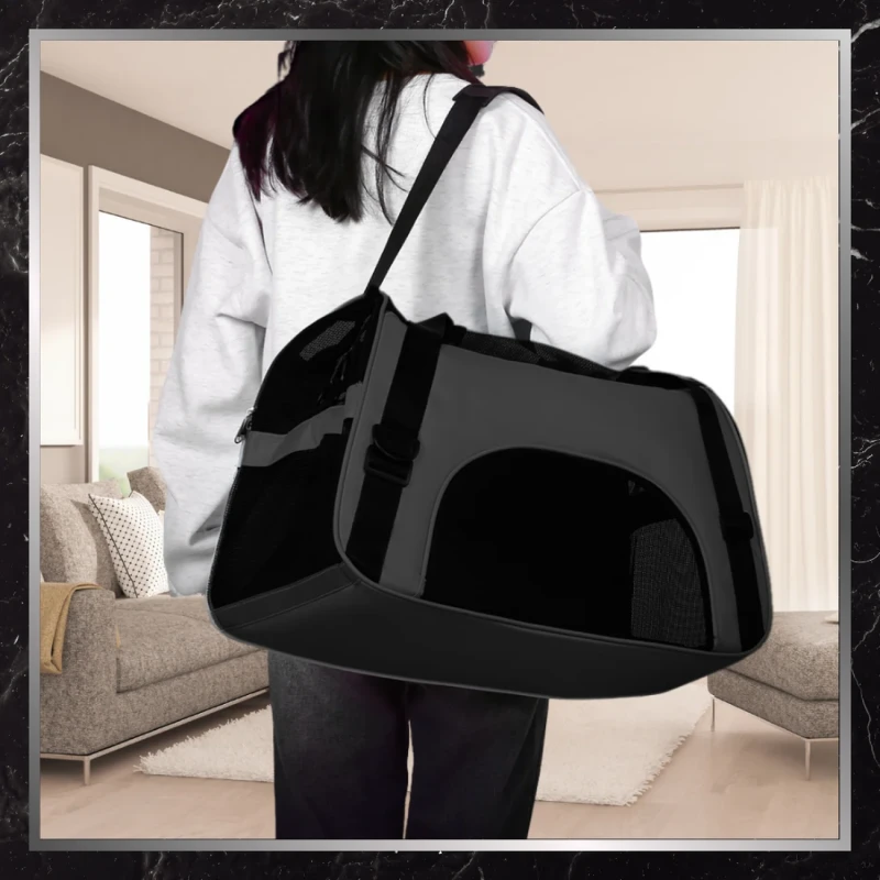 BAD&BAGS transporter czarny dla kota małego psa torba do samochodu 1.webp