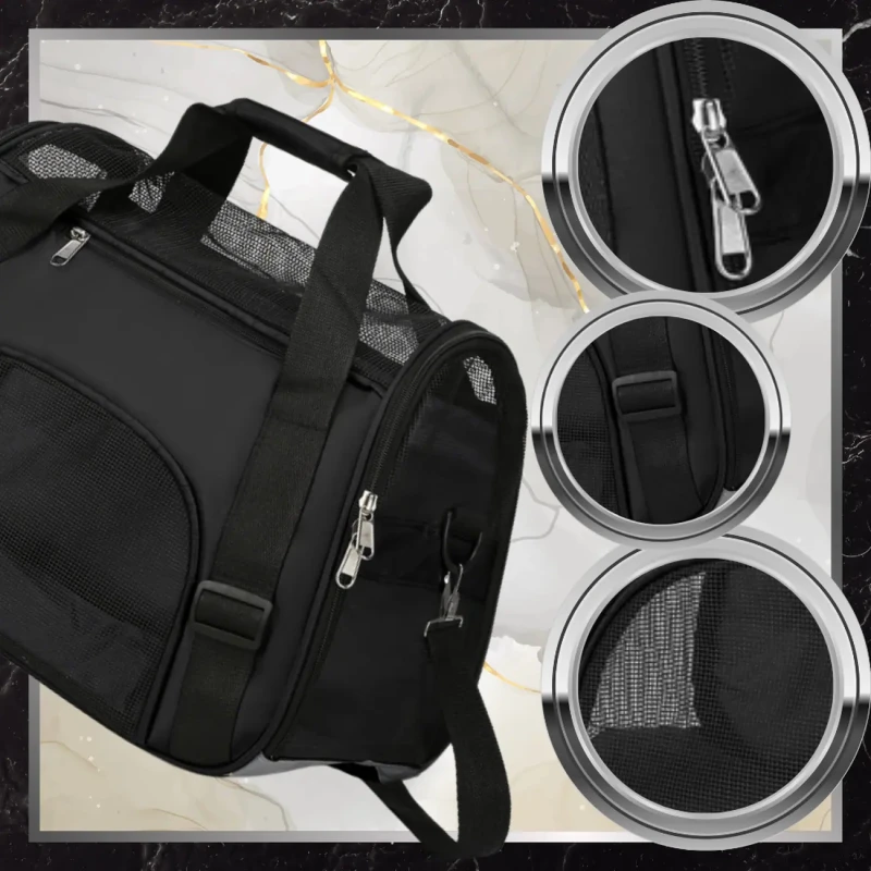 BAD&BAGS transporter czarny dla kota małego psa torba do samochodu 4.webp