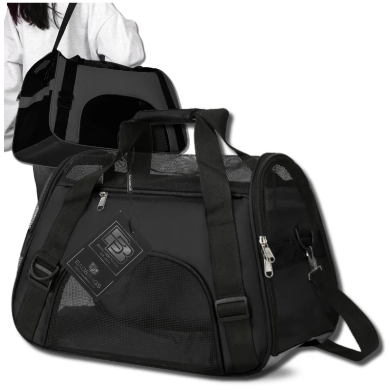 BAD&BAGS transporter czarny dla kota małego psa torba do samochodu 7.webp