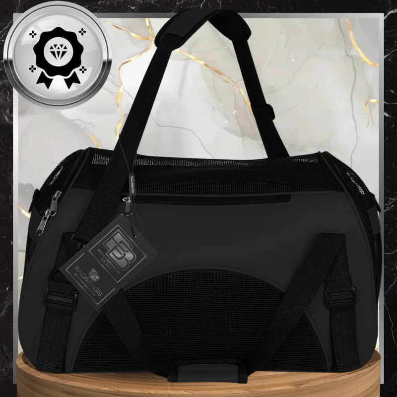 BAD&BAGS transporter czarny dla kota małego psa torba do samochodu 8.webp