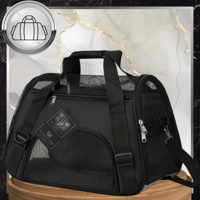 BAD&BAGS transporter czarny dla kota małego psa torba do samochodu 10.webp