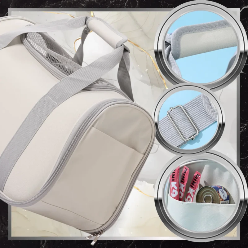 BAD&BAGS transporter beżowy dla kota małego psa torba do samochodu 5.webp