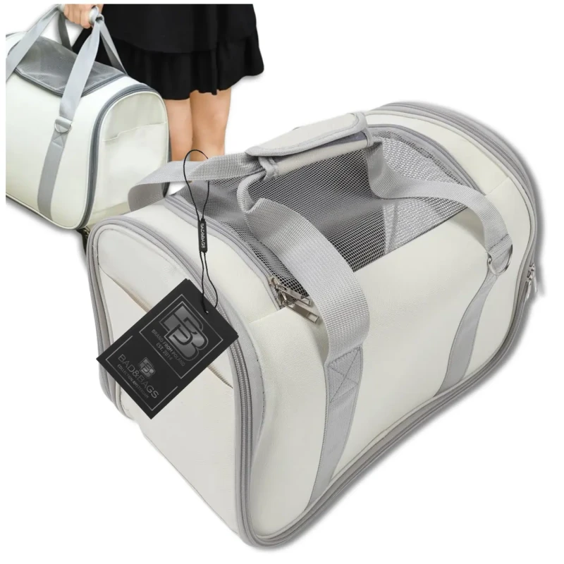 BAD&BAGS transporter beżowy dla kota małego psa torba do samochodu 6.webp