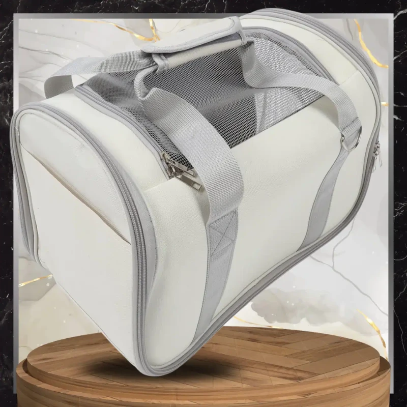 BAD&BAGS transporter beżowy dla kota małego psa torba do samochodu 7.webp