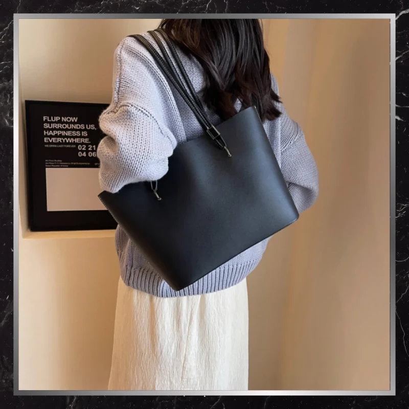 BAD&BAGS torebka shopper damska skórzana klasyczna czarna 1.webp