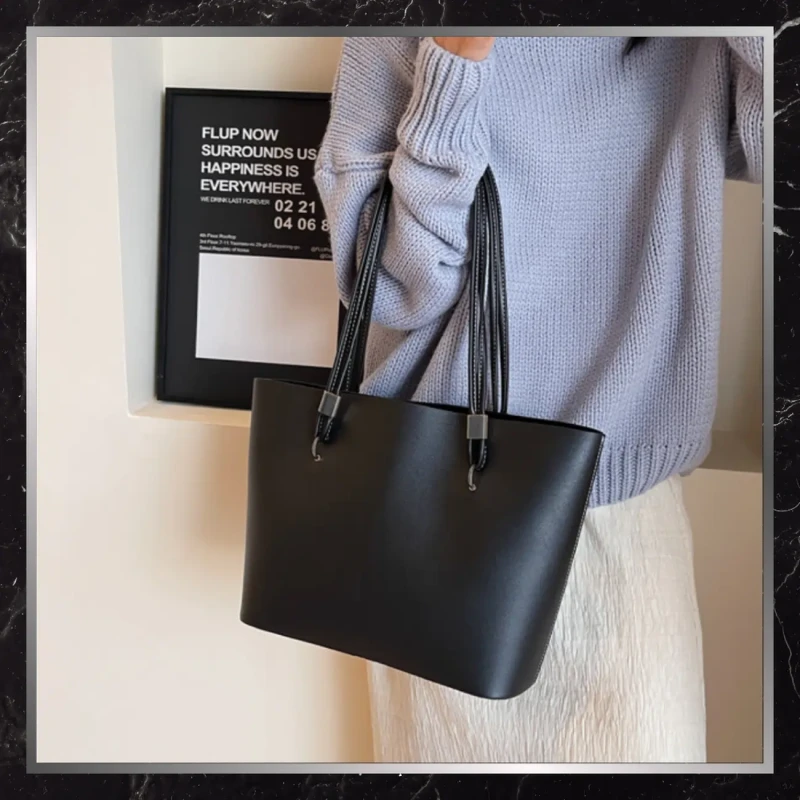 BAD&BAGS torebka shopper damska skórzana klasyczna czarna 2.webp