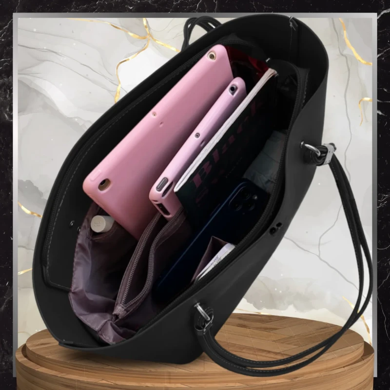 BAD&BAGS torebka shopper damska skórzana klasyczna czarna 4.webp