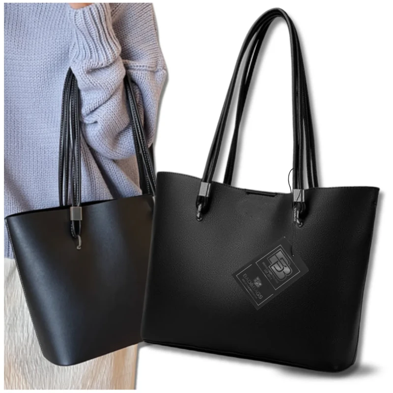 BAD&BAGS torebka shopper damska skórzana klasyczna czarna 7.webp