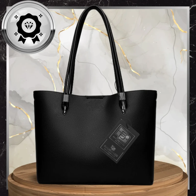 BAD&BAGS torebka shopper damska skórzana klasyczna czarna 8.webp