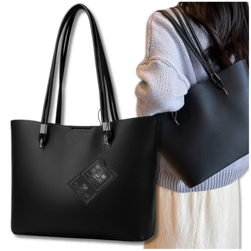 BAD&BAGS torebka shopper damska skórzana klasyczna czarna 9.webp