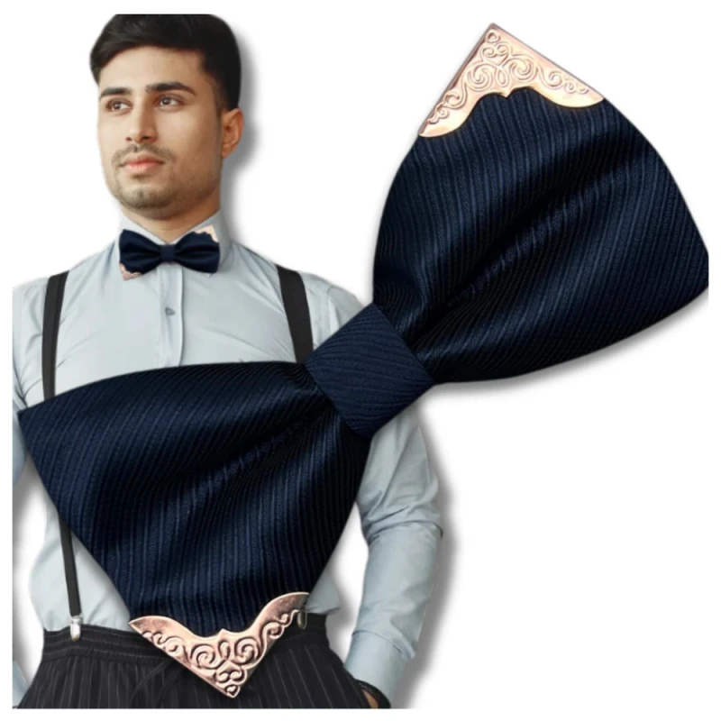 Muszka-męska-granatowa-regulowana-mucha-elegancka-ze-zdobieniem 9.webp