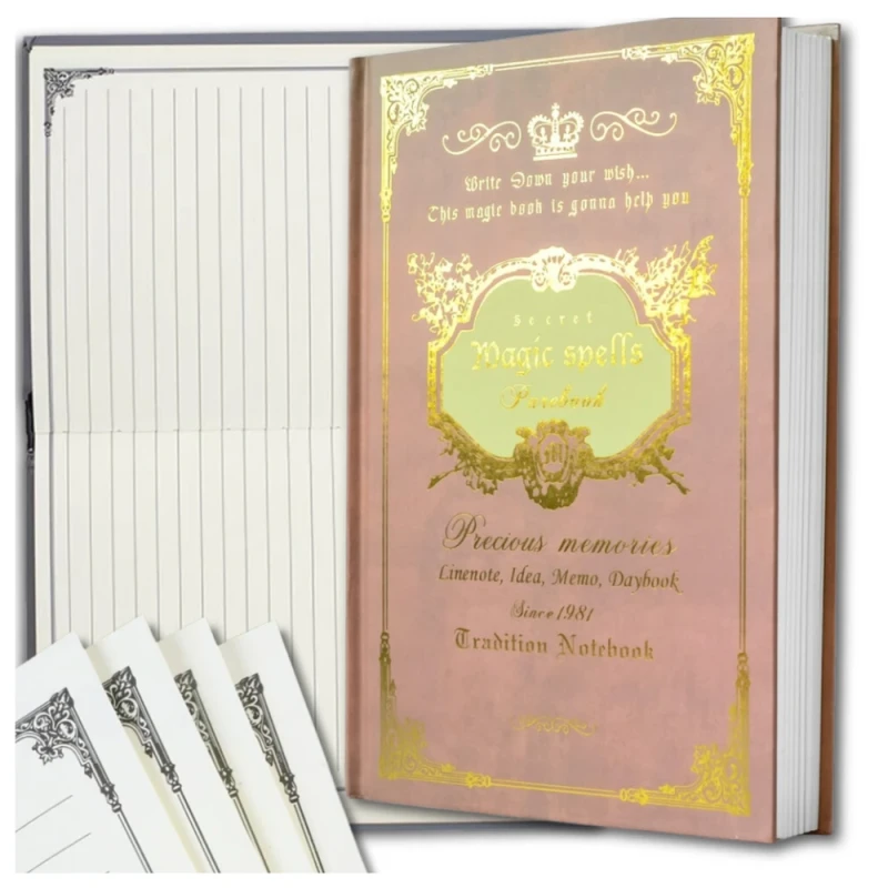 Różowy-notes-planer-notatnik-w-linię-160-kartek-zdobiona=okładka 6.webp