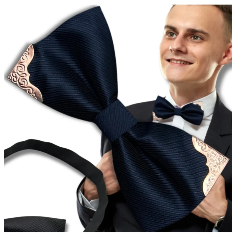 Muszka-męska-granatowa-regulowana-mucha-elegancka-ze-zdobieniem 7.webp