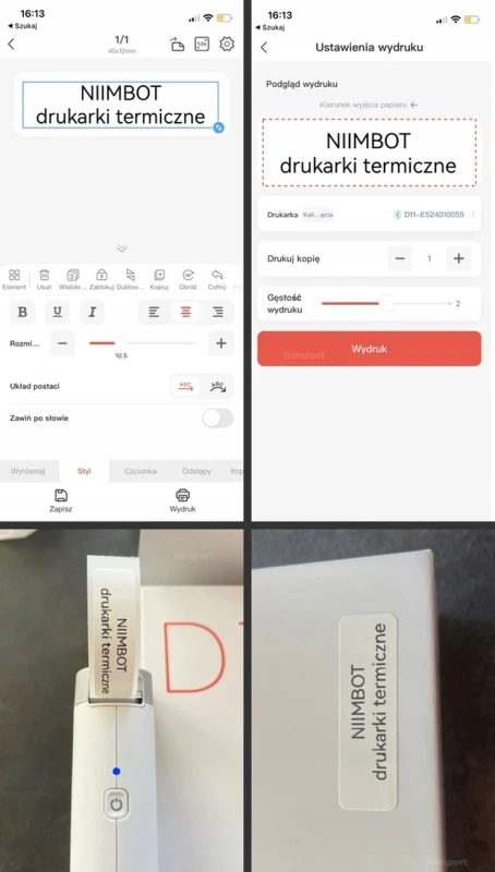 NIIMBOT D101 Drukarka Termiczna Etykieciarka Wersja PL 8.webp