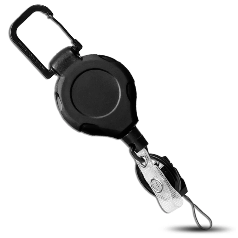 Brelok czarny linka zwijana retraktor 80 cm Outdoor karabińczyk  11.webp