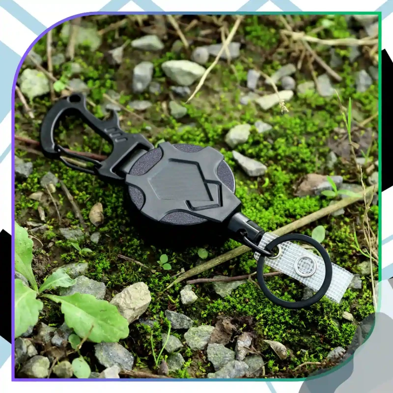 Brelok czarny 80 cm linka karabińczyk zwijana retraktor Outdoor 4.webp