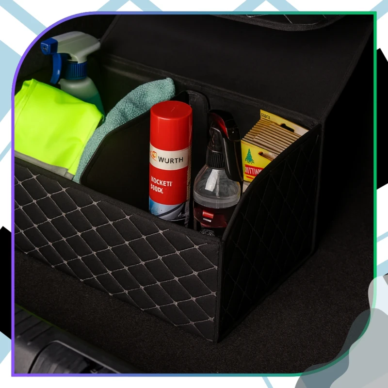 Składany organizer do bagażnika samochodowego elegancki 55x30x30 cm  1.webp