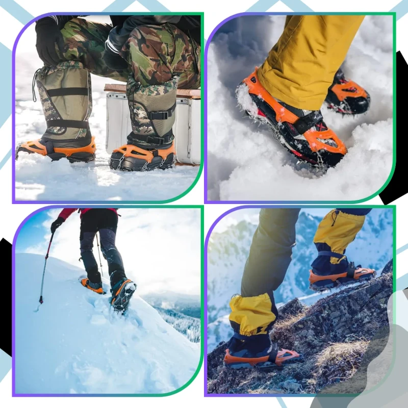 Turystyczne nakładki na buty z kolcami 2szt raczki łańcuchy trekkingowe rozm. 40-45 7.webp