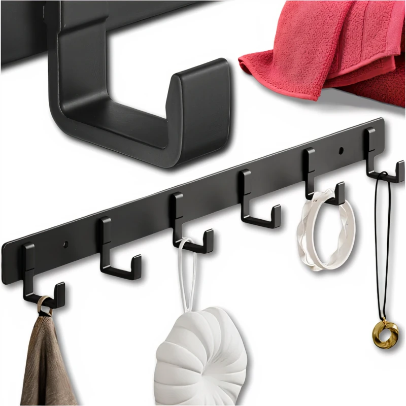 Panel wieszak z 4 haczykami mocny naścienny czarny loft 2.webp