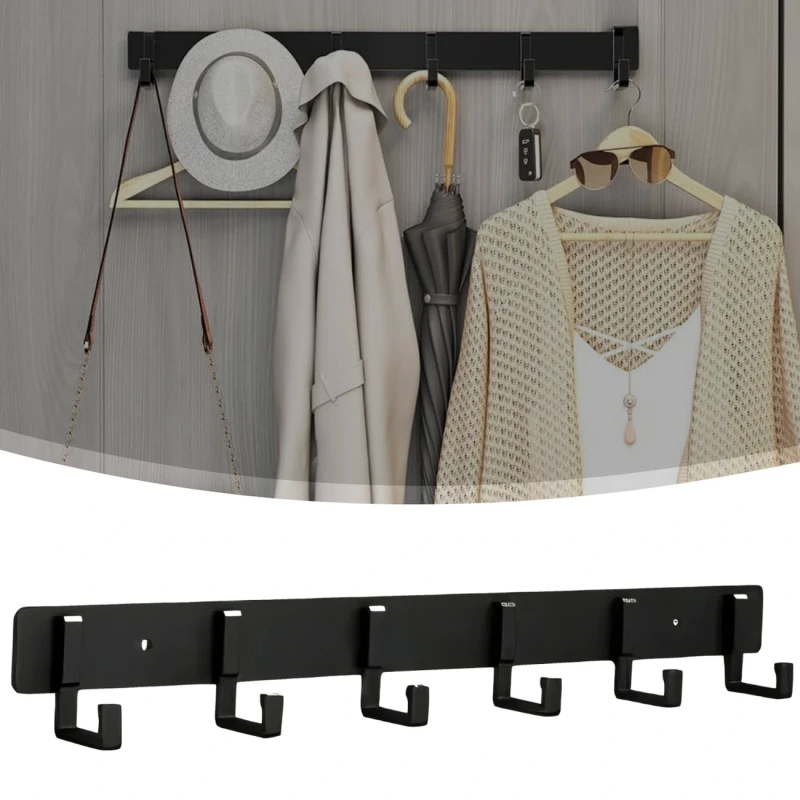 Panel wieszak z 4 haczykami mocny naścienny czarny loft 7.webp