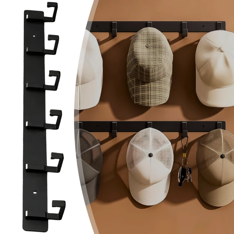 Panel wieszak z 4 haczykami mocny naścienny czarny loft 8.webp