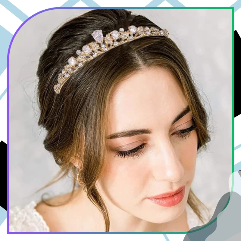 Diadem korona złota z cyrkoniami na ślub tiara 7.webp