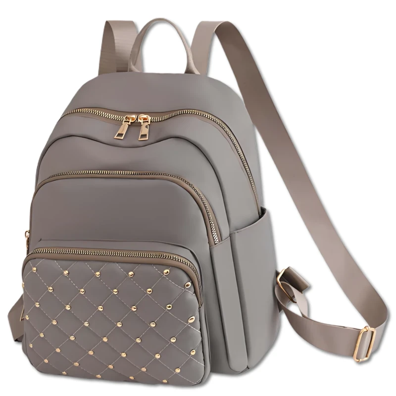 Plecak miejski wodoodporny damski pikowany szary 10.webp