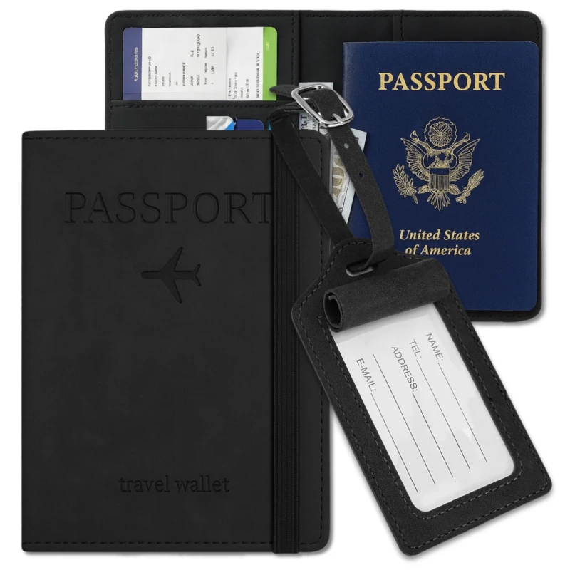 Czarny Zestaw Podróżny Etui na Paszport i Zawieszka Nowy Travel Wallet 10.webp