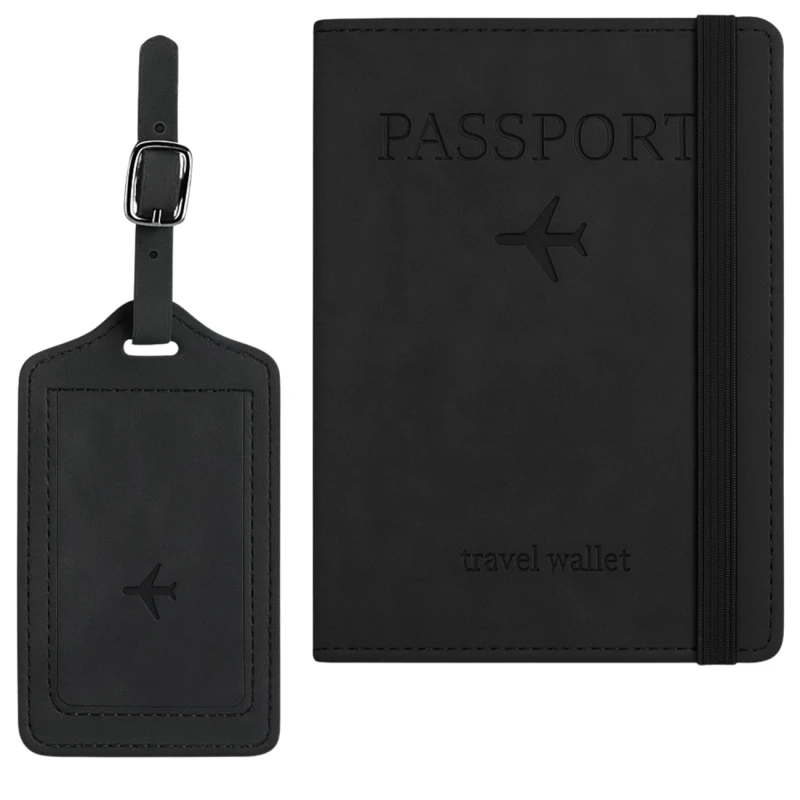 Czarny Zestaw Podróżny Etui na Paszport i Zawieszka Nowy Travel Wallet 6.webp