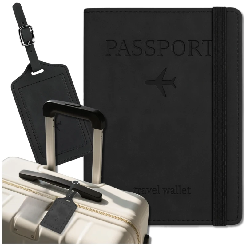 Czarny Zestaw Podróżny Etui na Paszport i Zawieszka Nowy Travel Wallet 8.webp