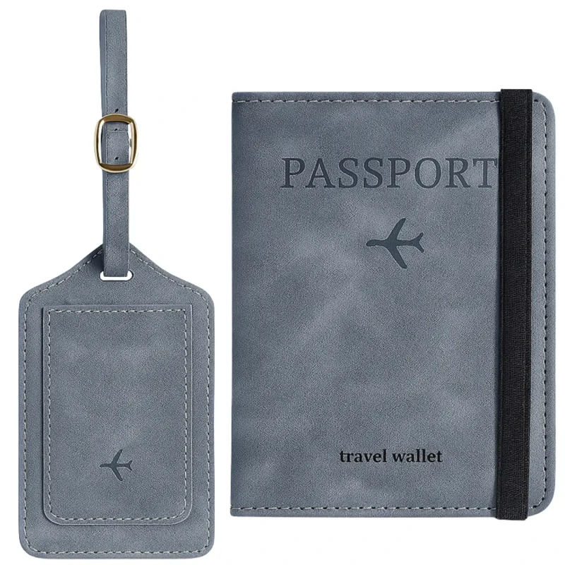 Szary Zestaw Podróżny Etui na Paszport i Zawieszka Nowy Travel Wallet 4.webp