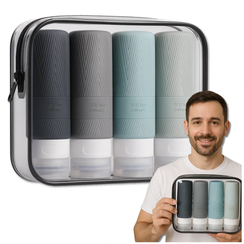 Zestaw butelek podróżnych 4 szt 100 ml wielokrotnego użytku 8.webp