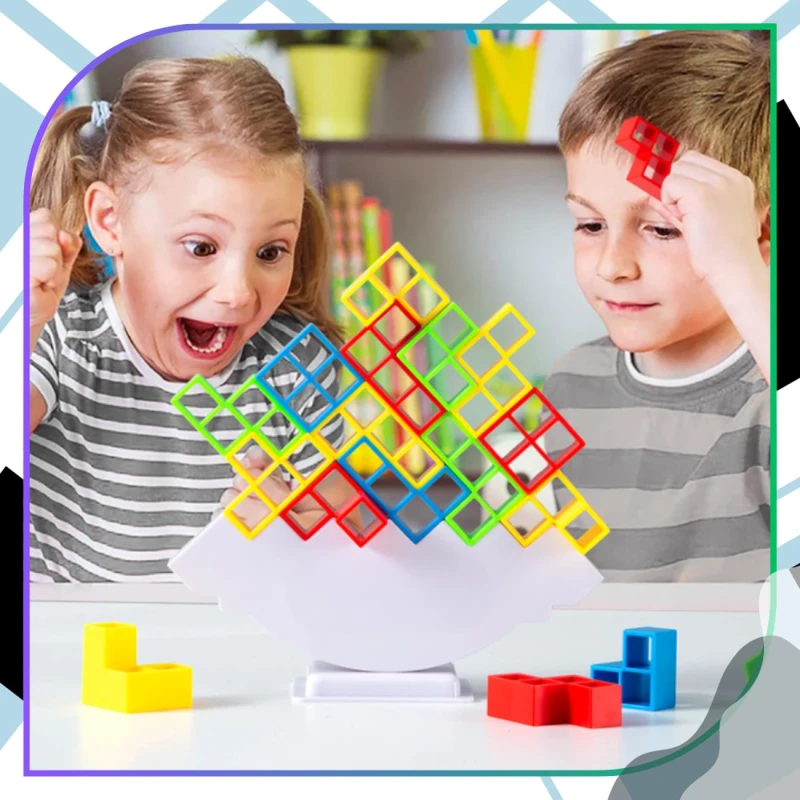 Gra edukacyjna 64 elementy klocki balansujące kolorowe 5.webp