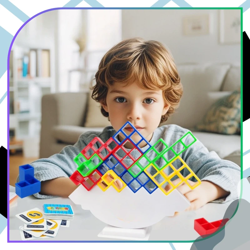 Gra edukacyjna 64 elementy klocki balansujące kolorowe 9.webp