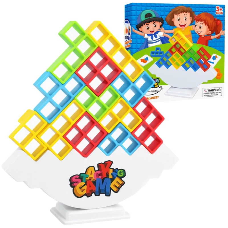 Gra edukacyjna 64 elementy klocki balansujące kolorowe 10.webp