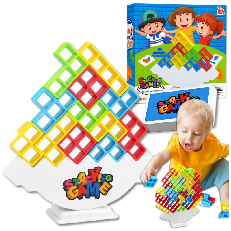 Gra edukacyjna 64 elementy klocki balansujące kolorowe 14.webp
