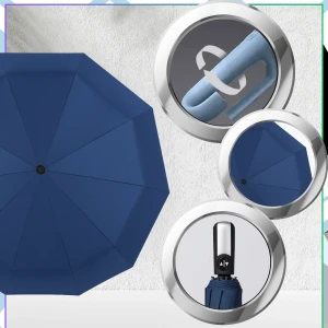 Parasolka GRANATOWA parasol automatyczny ANTI-UV składany