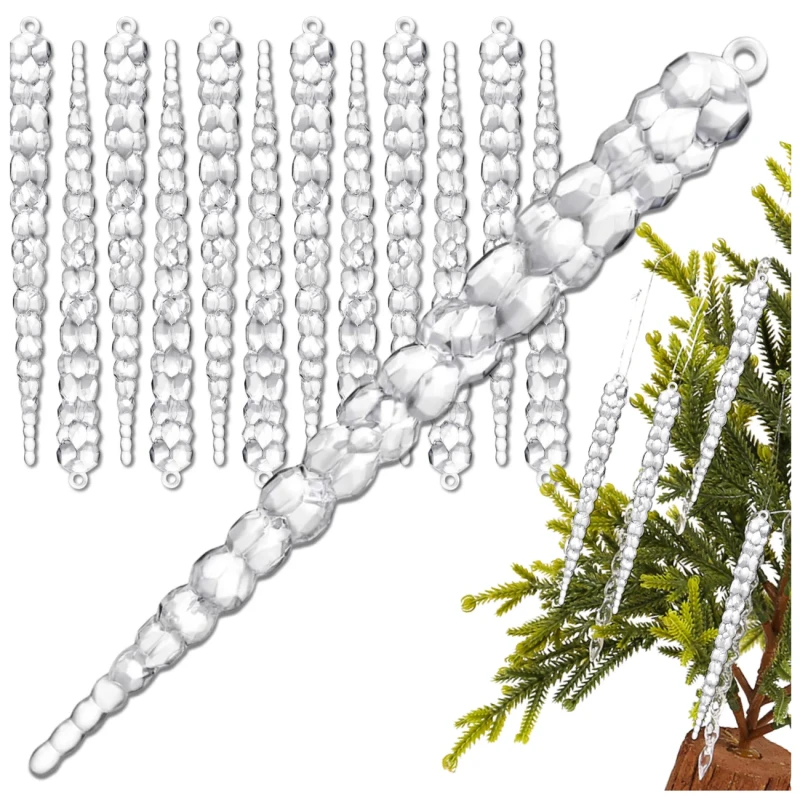 Zestaw 12 szt sopli choinkowych 13 cm przezroczystych 9.webp