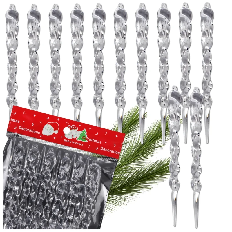 Zestaw 12 szt sopli choinkowych 13 cm przezroczystych 9.webp