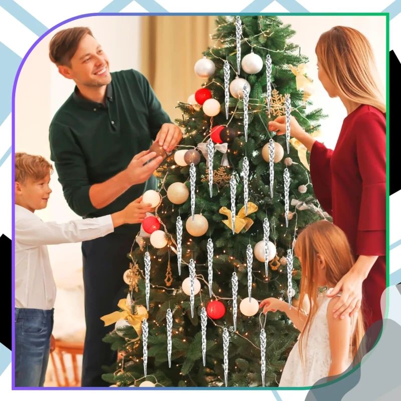 Zestaw 12 szt sopli choinkowych 13 cm przezroczystych 1.webp