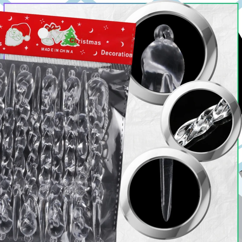 Zestaw 12 szt sopli choinkowych 13 cm przezroczystych 10.webp
