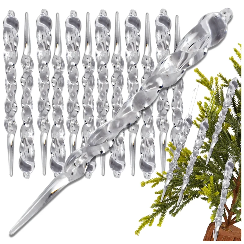 Zestaw 12 szt sopli choinkowych 13 cm przezroczystych 11.webp