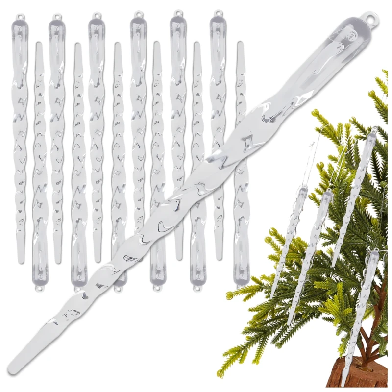 Zestaw sopli choinkowych 15 cm przezroczystych 12 szt 10.webp