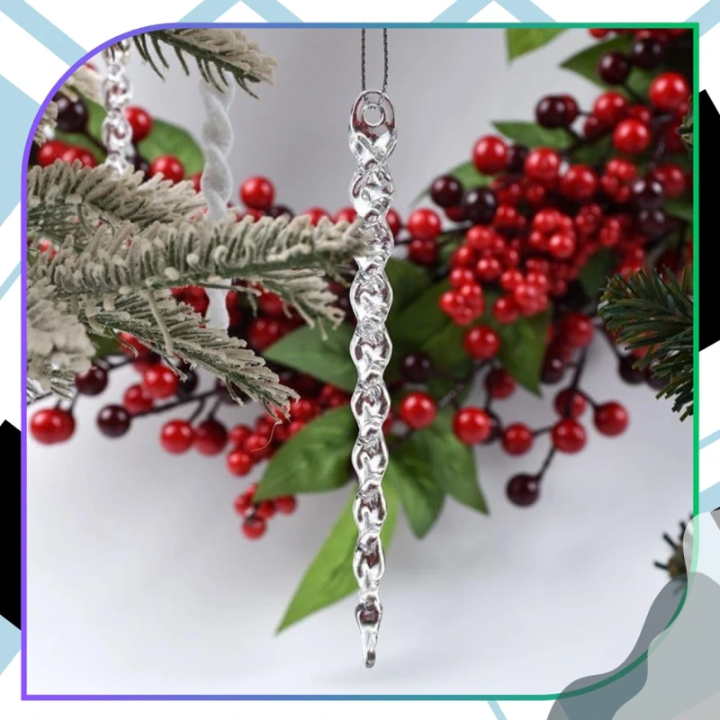 Zestaw sopli choinkowych 15 cm przezroczystych 12 szt 4.webp
