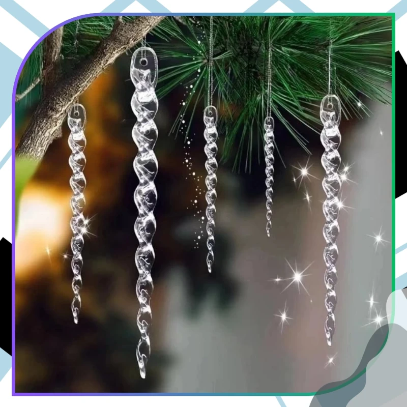 Zestaw sopli choinkowych 15 cm przezroczystych 12 szt 6.webp