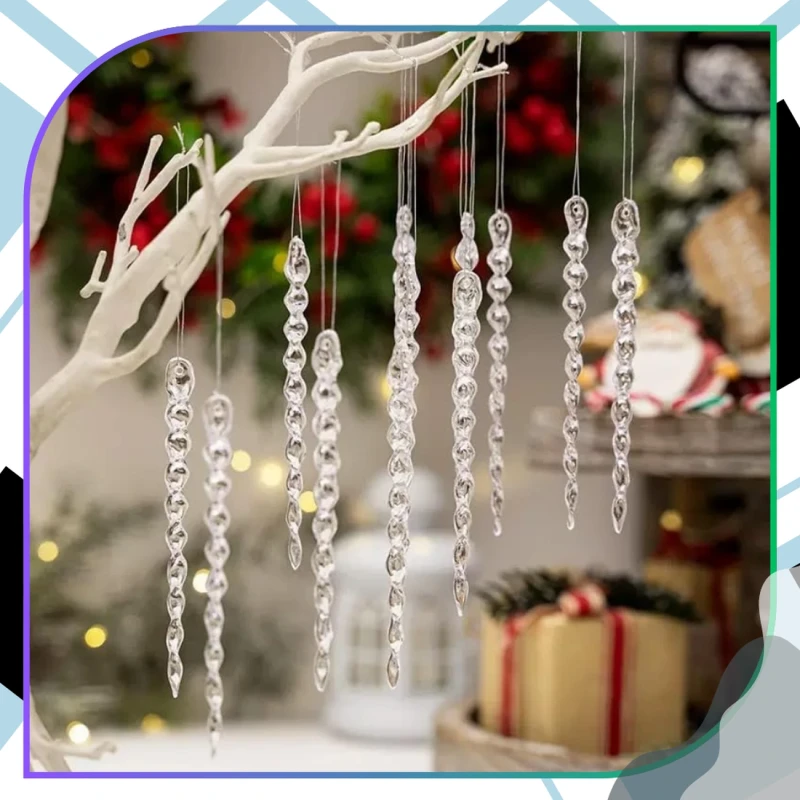 Zestaw sopli choinkowych 15 cm przezroczystych 12 szt 8.webp