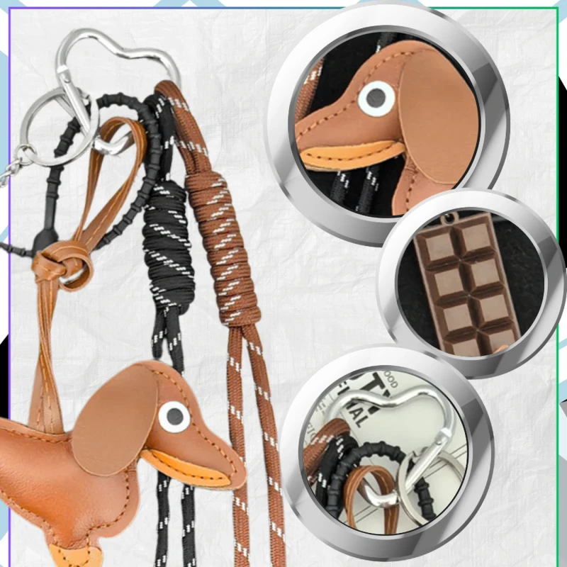 Brelok do torebki kluczy breloczek zawieszka tabliczka czekolady jamnik brązowy 8.webp