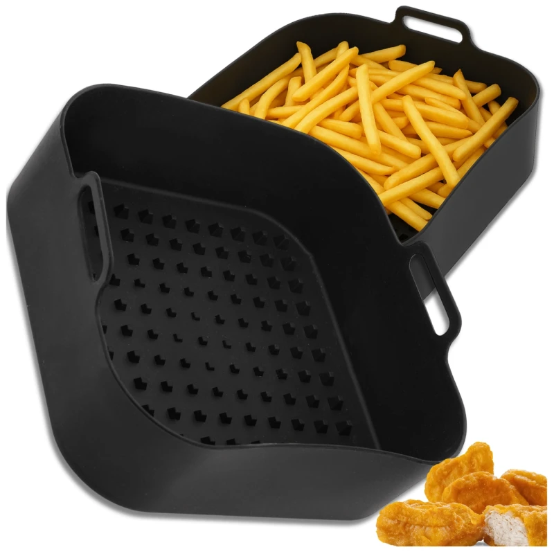Wkład silikonowy do Air Fryera wielorazowy forma do pieczenia czarny 2.webp